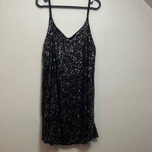 Sequin black midi dress
